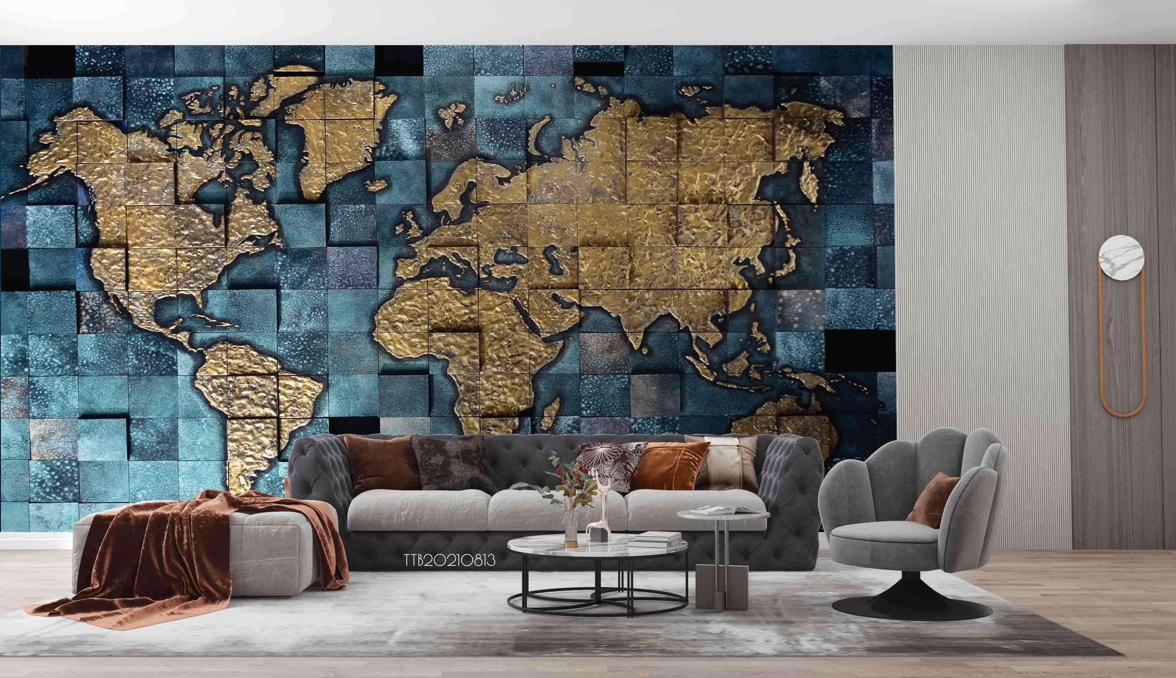3D Mosaic Marble Abstract Map World Wall Mural Wallpaper 5101- Jess Art Decoration