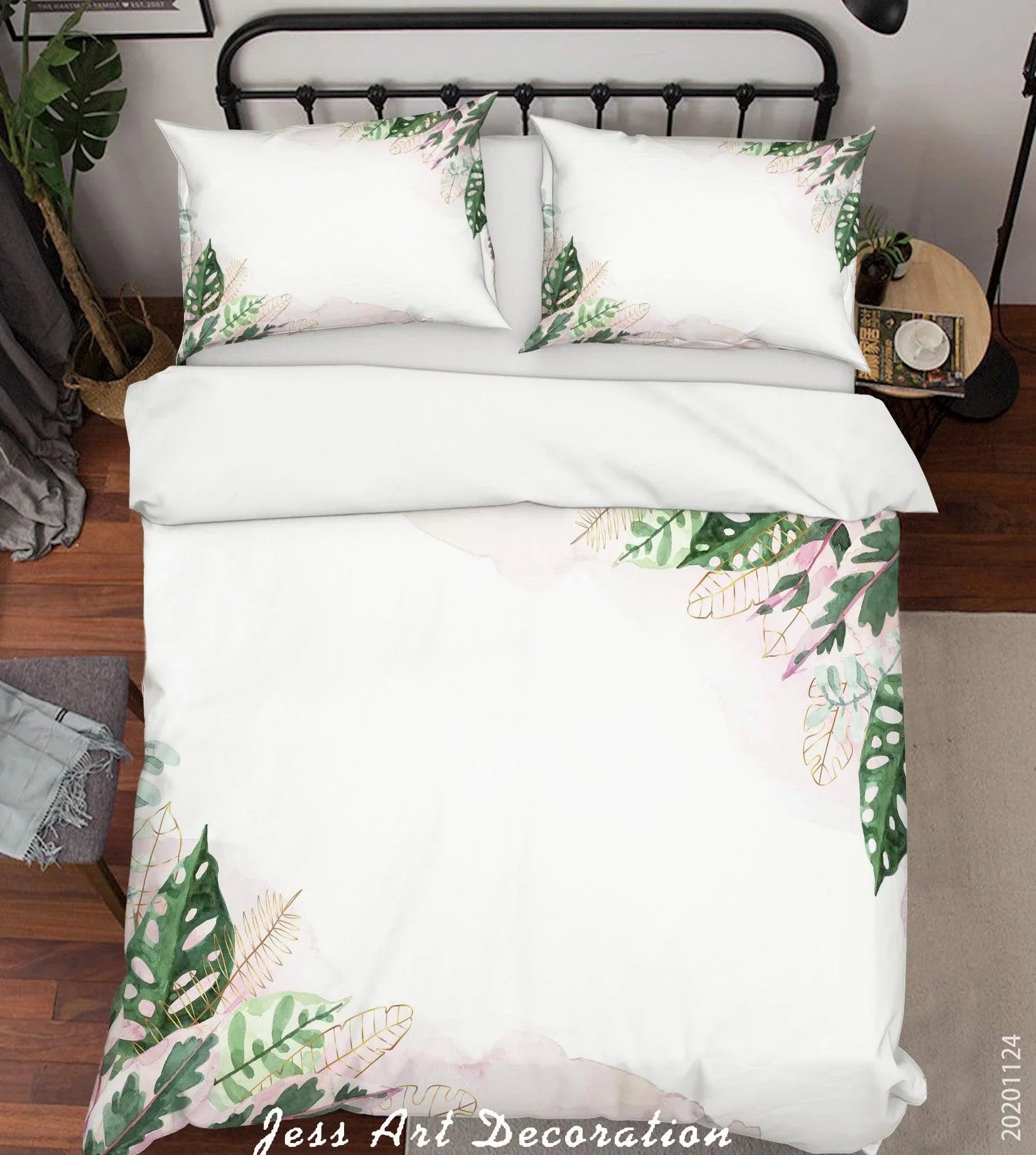 3D Hand Drawn Leaves Plant Pattern Quilt Cover Set Bedding Set Duvet Cover Pillowcases LXL- Jess Art Decoration