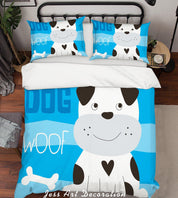3D Cartoon Dog Blue Quilt Cover Set Bedding Set Pillowcases 169- Jess Art Decoration