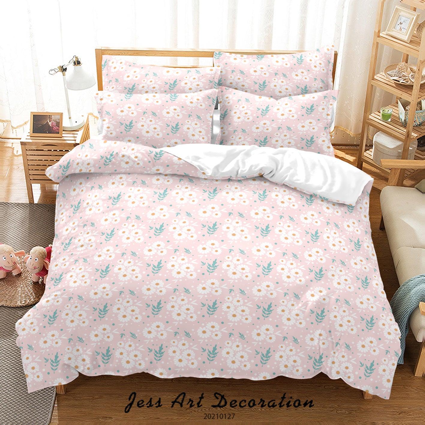 3D Watercolor Pink Floral Pattern Quilt Cover Set Bedding Set Duvet Cover Pillowcases 187- Jess Art Decoration