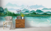 3D Mountain Trees Birds Wall Mural Wallpaper SF76- Jess Art Decoration