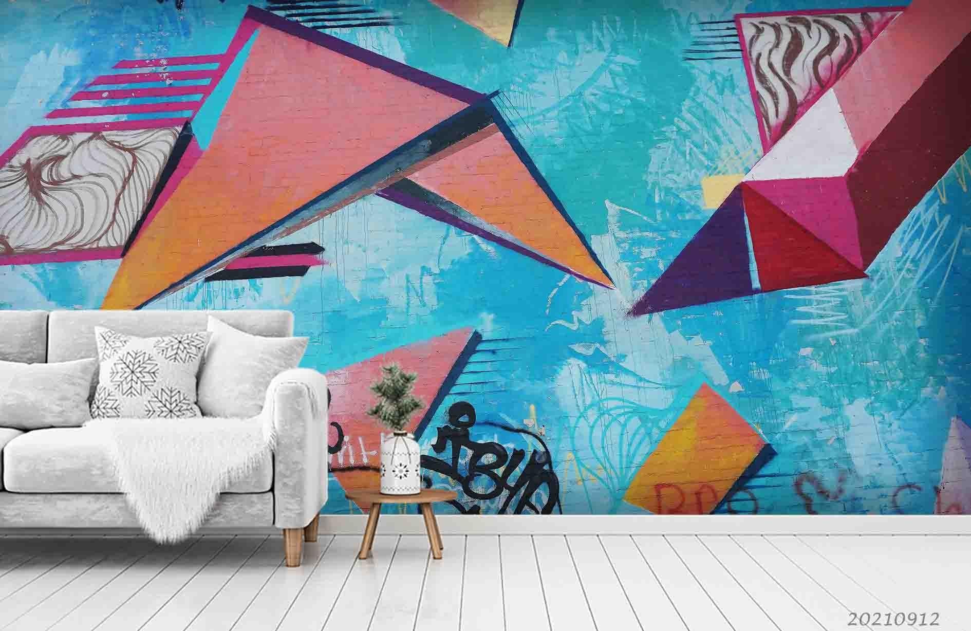 3D Abstract Street Graffiti Wall Mural Wallpaper LQH 359- Jess Art Decoration