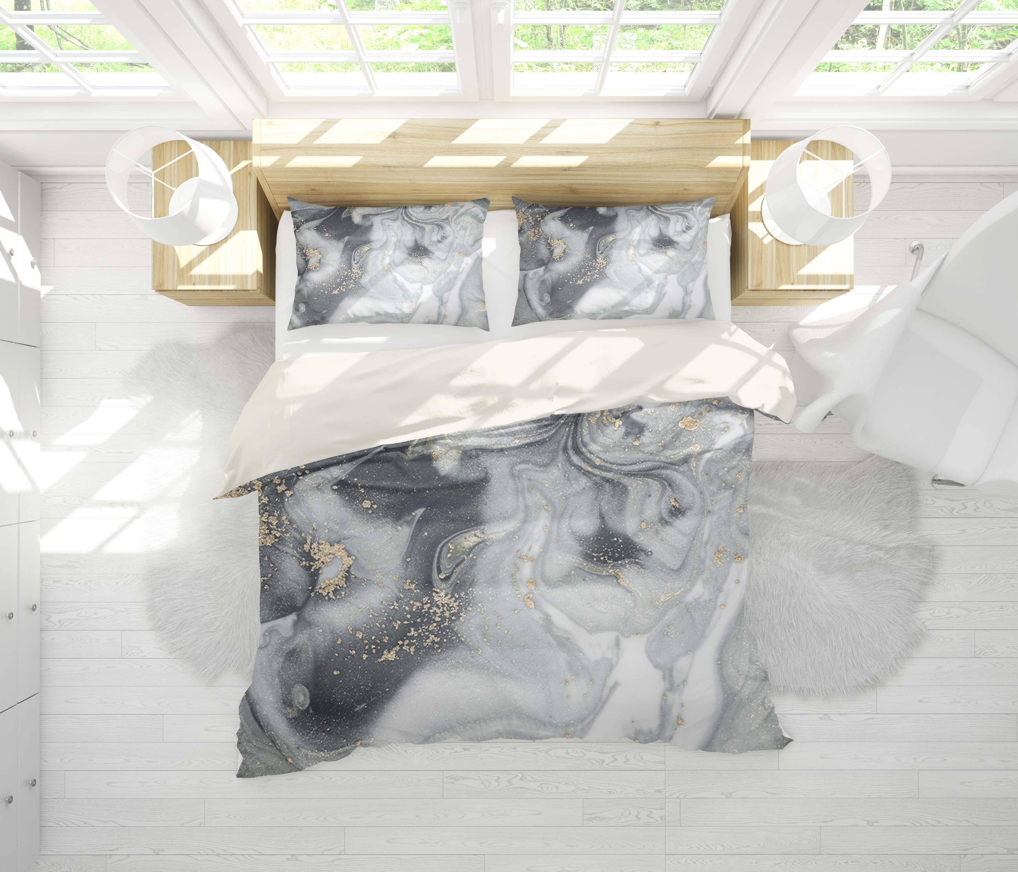 3D Grey Marble Texture Quilt Cover Set Bedding Set Pillowcases 111- Jess Art Decoration