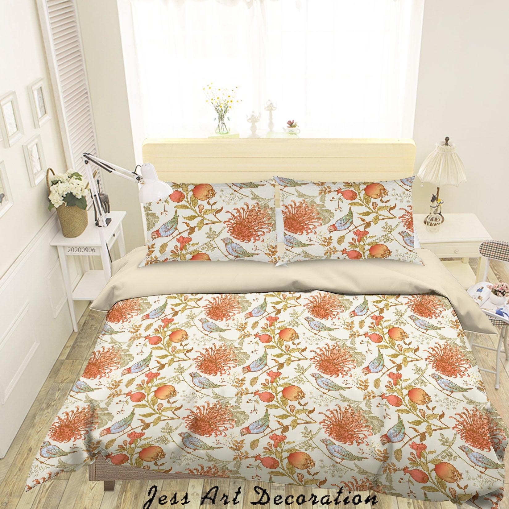 3D Vintage Leaves Red Floral Pattern Quilt Cover Set Bedding Set Duvet Cover Pillowcases WJ 3629- Jess Art Decoration