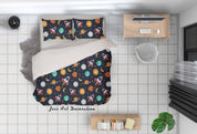 3D Hand Drawn Space Color Planet Rocket Quilt Cover Set Bedding Set Duvet Cover Pillowcases 96- Jess Art Decoration