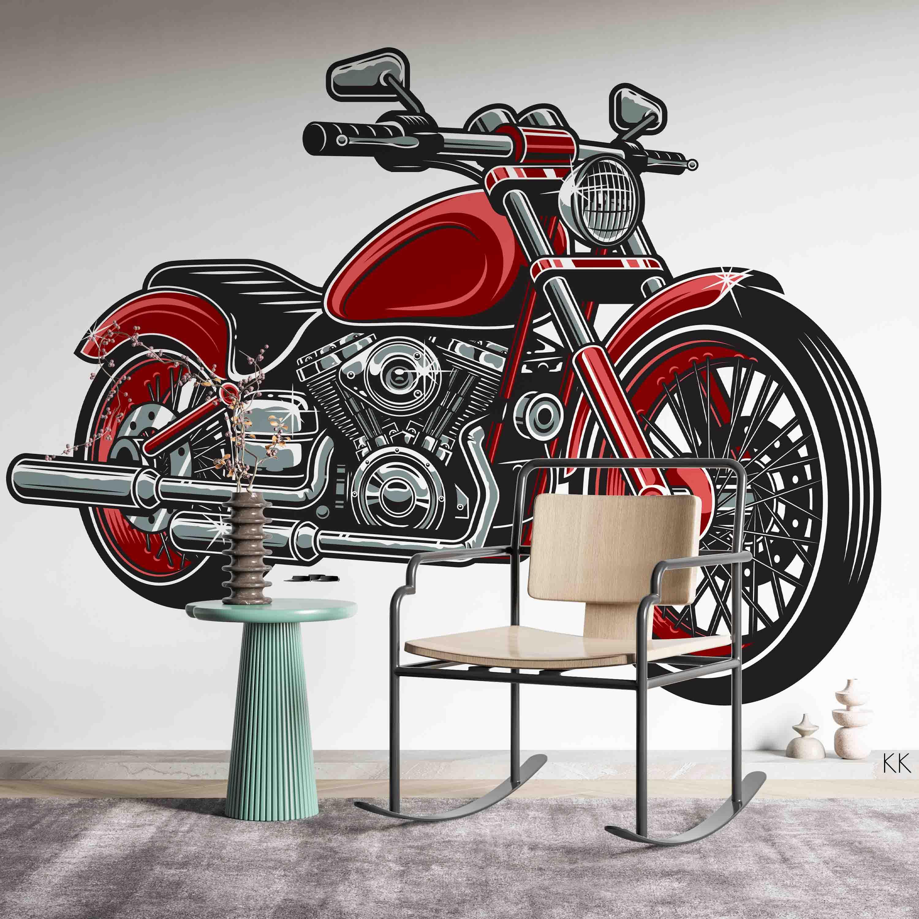 3D Vintage Red Motorcycle White Background Wall Mural Wallpaper GD 3198- Jess Art Decoration