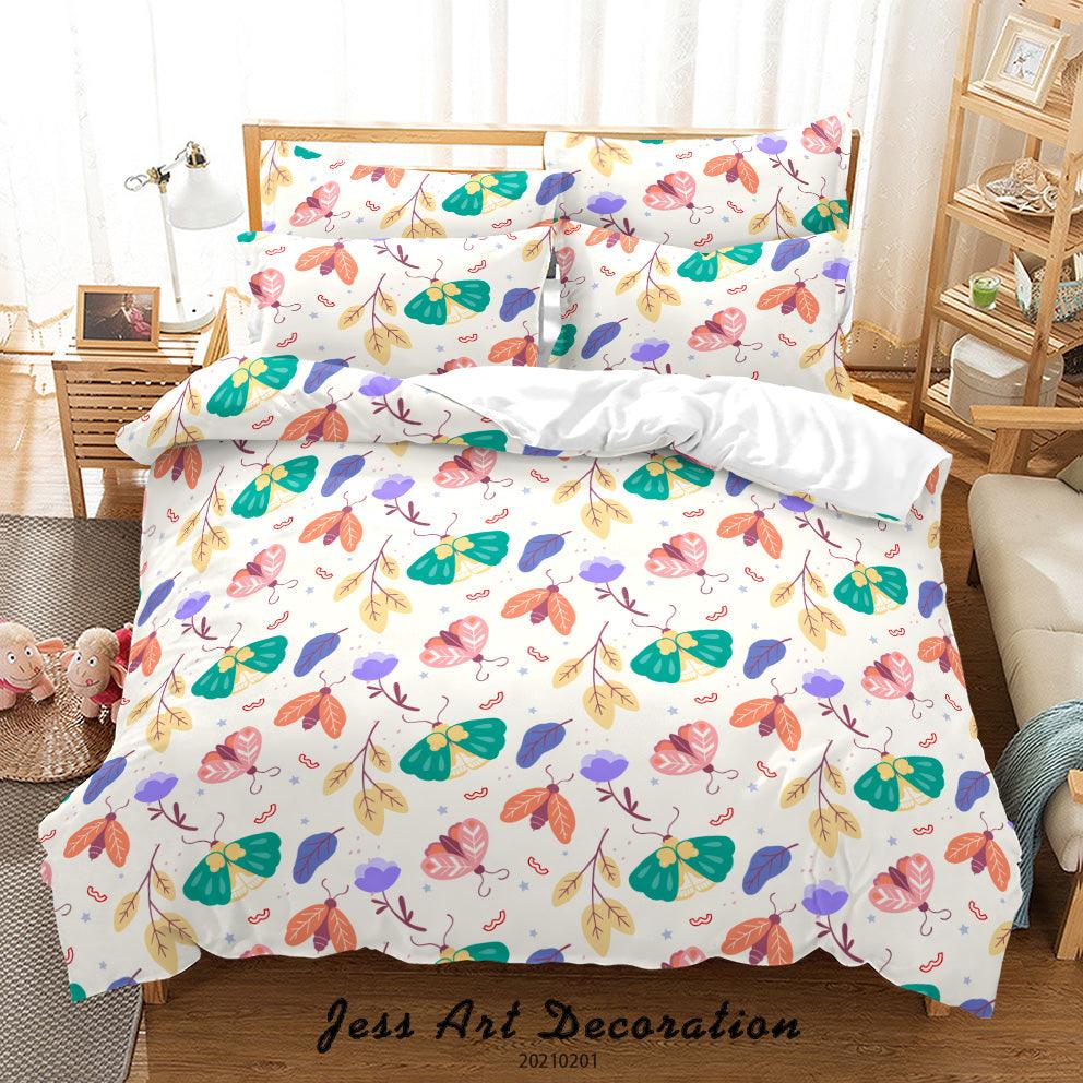 3D Watercolor Colored Insect Butterfly Quilt Cover Set Bedding Set Duvet Cover Pillowcases 49- Jess Art Decoration