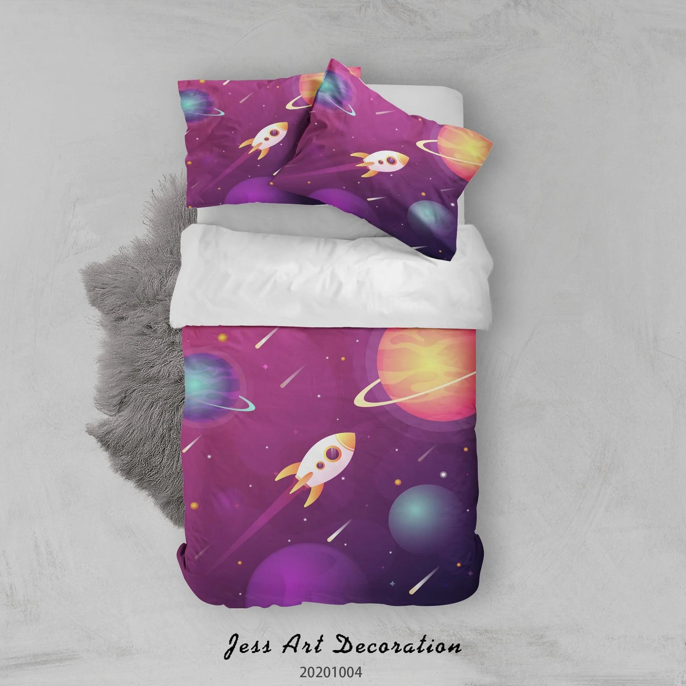 3D Planet  Astronaut Spaceship Quilt Cover Set Bedding Set Duvet Cover Pillowcases WJ 9378- Jess Art Decoration