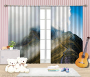 3D Mountain Peak White Fog Clouds Curtains and Drapes GD 1547- Jess Art Decoration