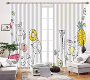 3D Cartoon Pineapple Animal Flamingo Curtains and Drapes LQH 176- Jess Art Decoration