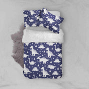 3D White Cartoon Dinosaur Pattern Quilt Cover Set Bedding Set Pillowcases  33- Jess Art Decoration