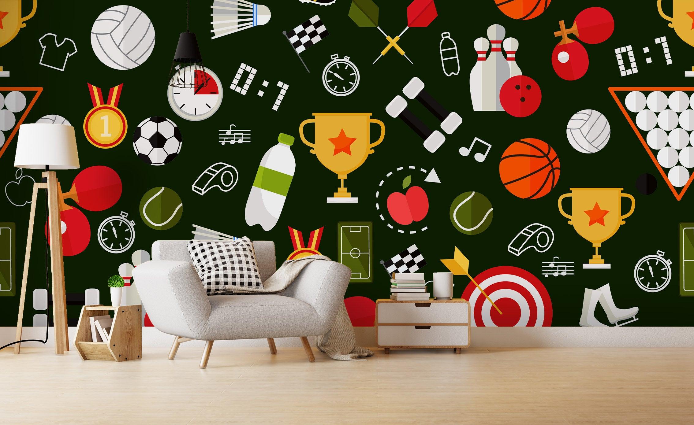 3D Cartoon Ball Games Wall Mural Wallpaper 52- Jess Art Decoration