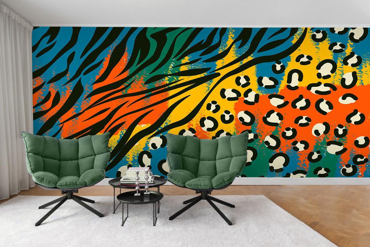 3D Leopard Print Texture bold leopard print pattern wall mural wallpaper for living room - view 2