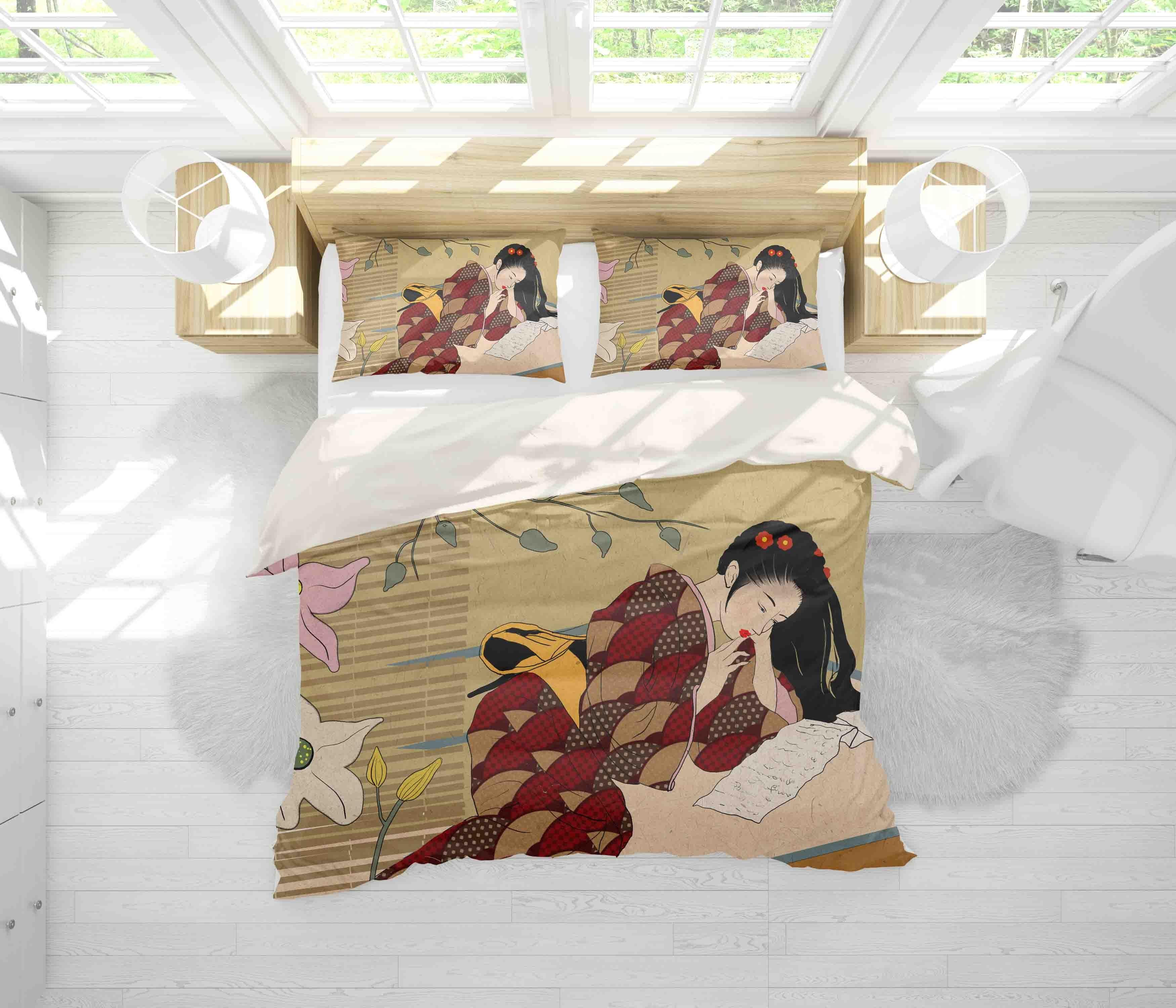 3D Abstract Kimono Woman Quilt Cover Set Bedding Set Pillowcases 76- Jess Art Decoration