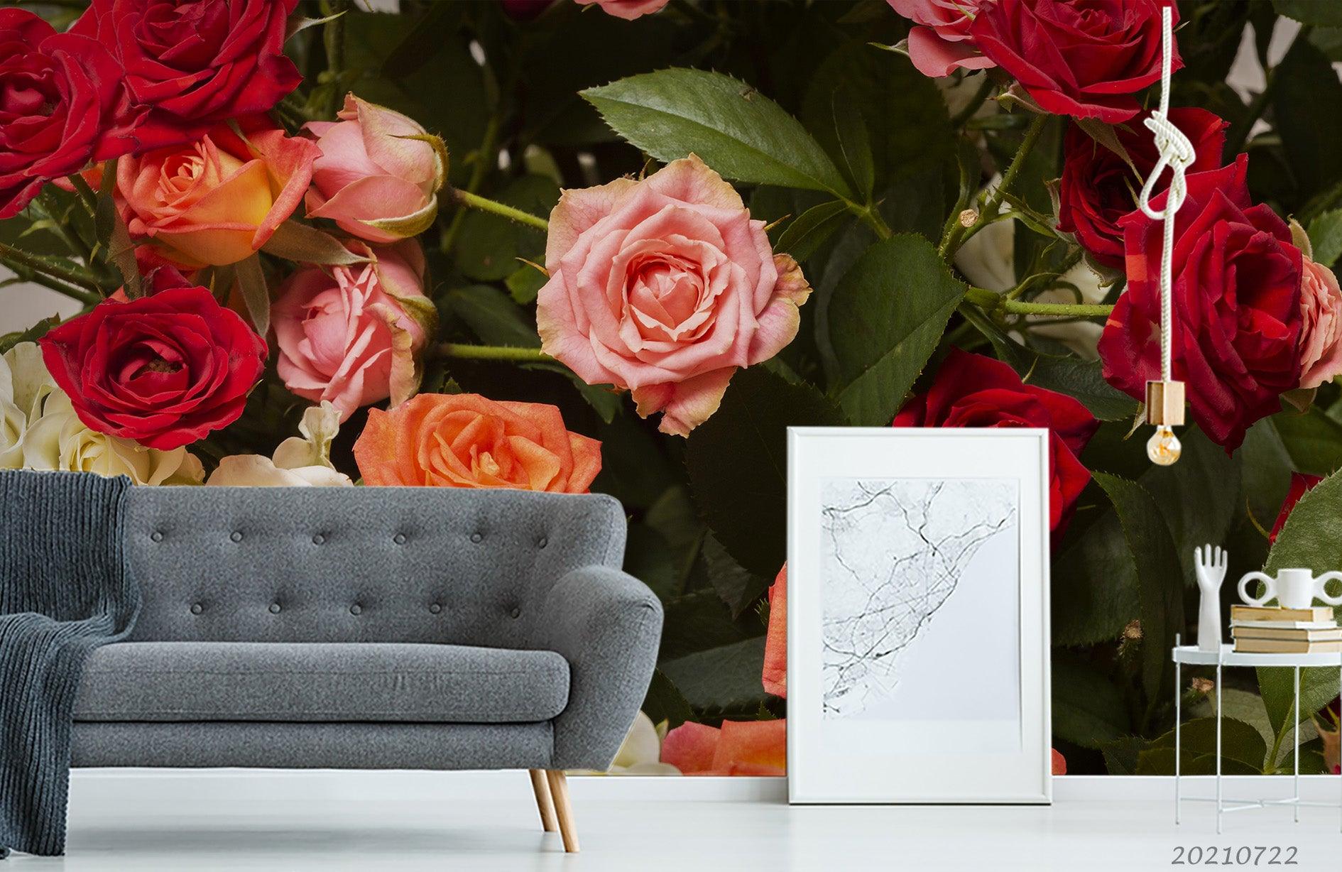 3D Red Rose Floral Wall Mural Wallpaper LQH 496- Jess Art Decoration