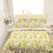 3D Yellow White FLowers Pattern Quilt Cover Set Bedding Set Duvet Cover Pillowcases WJ 1418- Jess Art Decoration