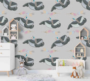 3D Cartoon Dolphin Feather Wall Mural Wallpaper A174 LQH- Jess Art Decoration