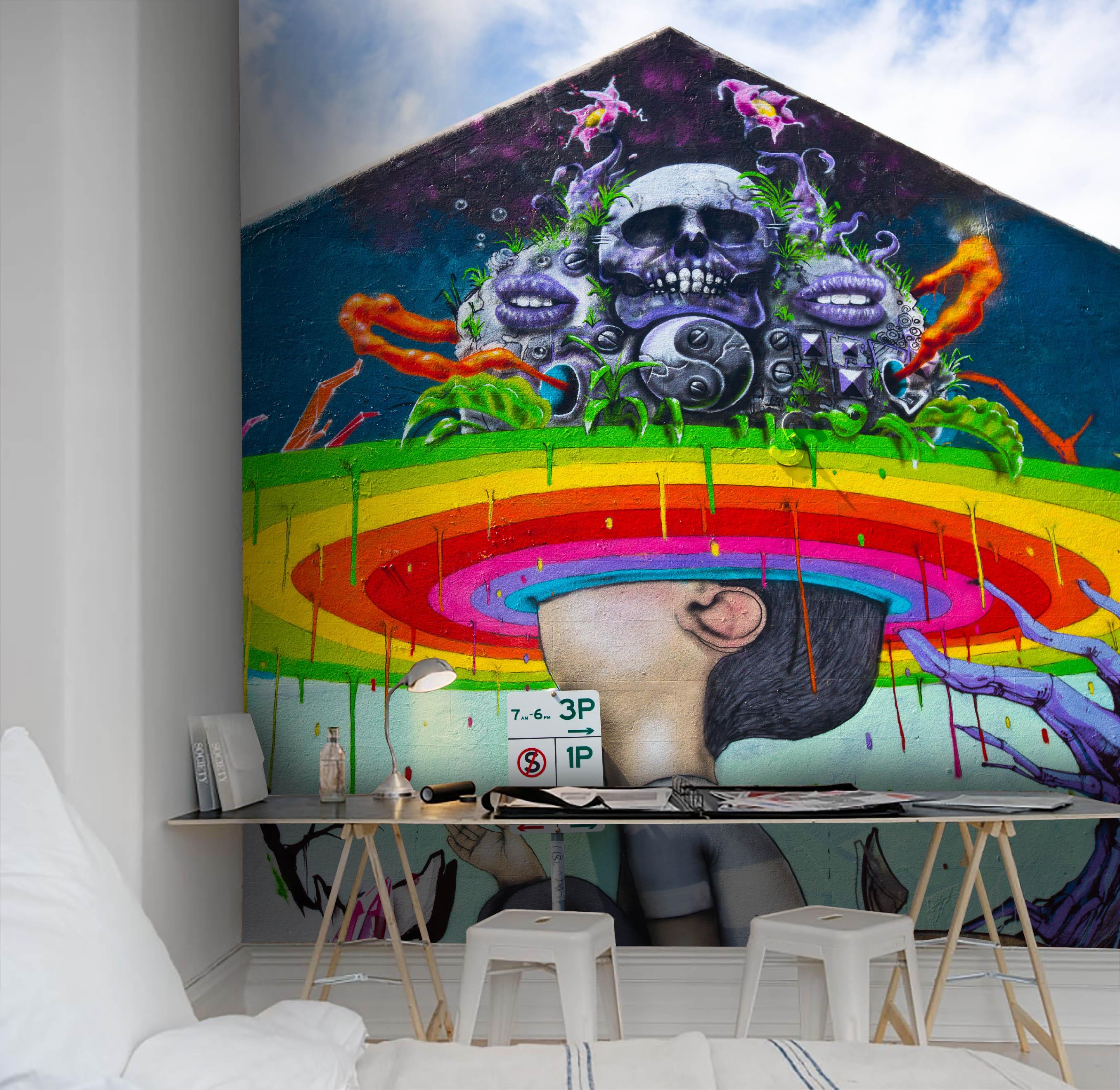 3D Alien Graffiti Wall Mural Wallpaper 4- Jess Art Decoration