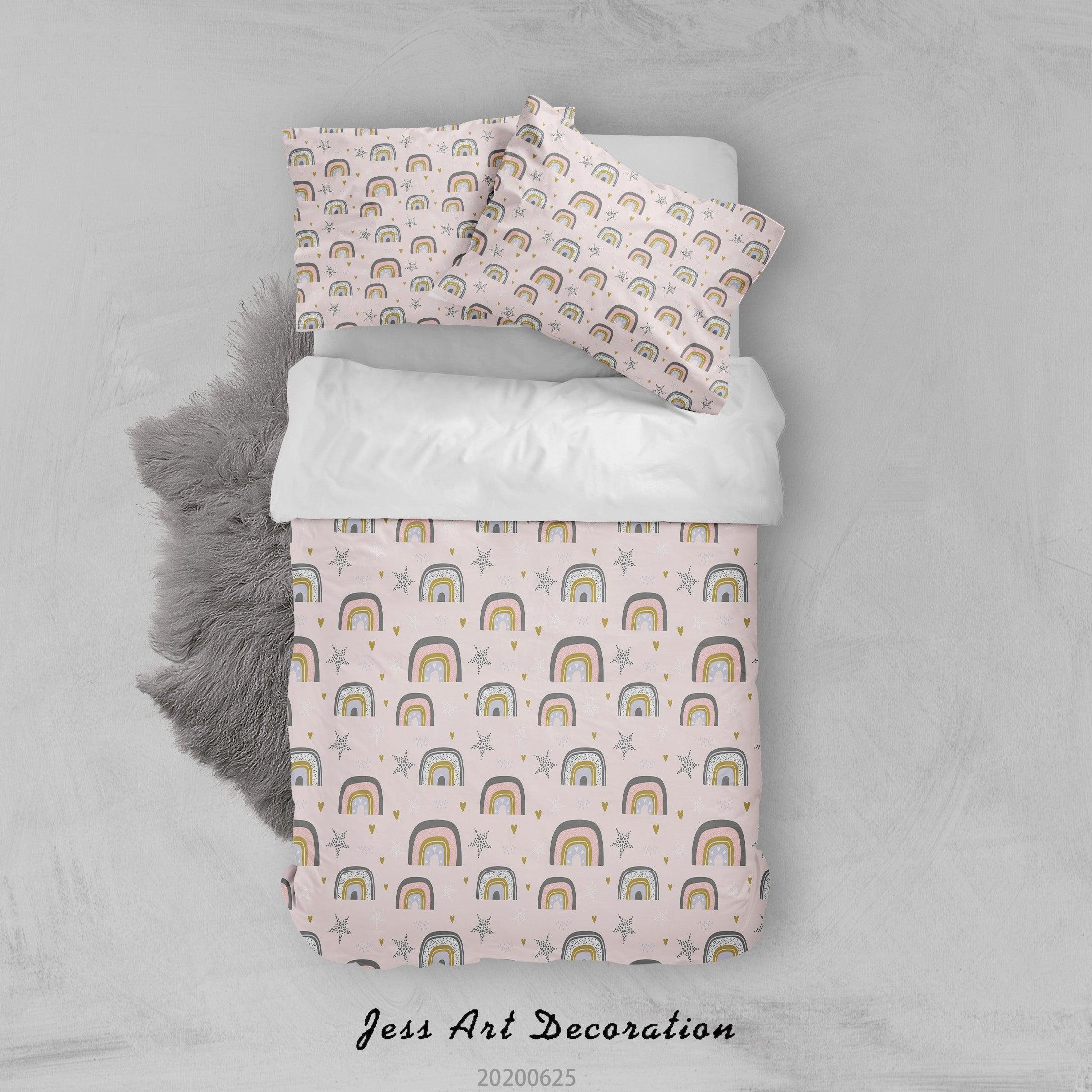3D Pink Rainbow Star Quilt Cover Set Bedding Set Duvet Cover Pillowcases SF58- Jess Art Decoration