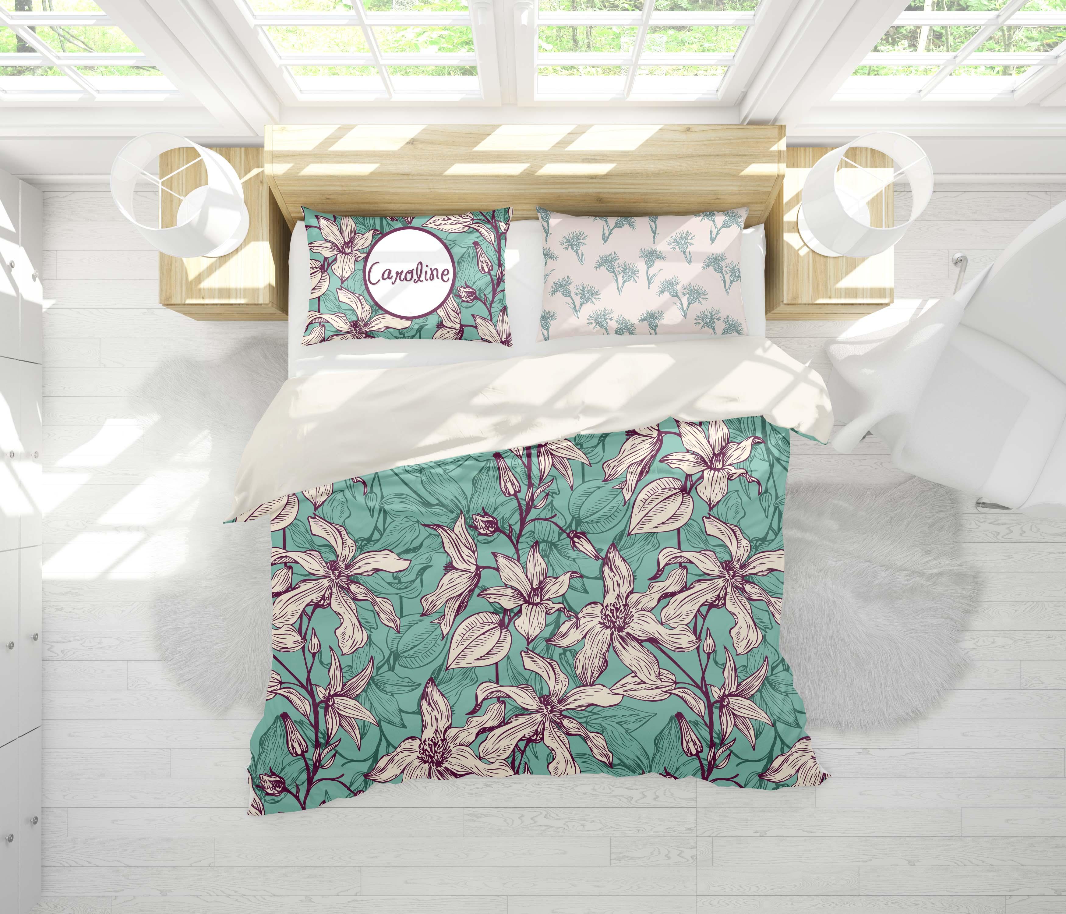 3D Pink Floral Green Leaves Quilt Cover Set Bedding Set Pillowcases 96- Jess Art Decoration