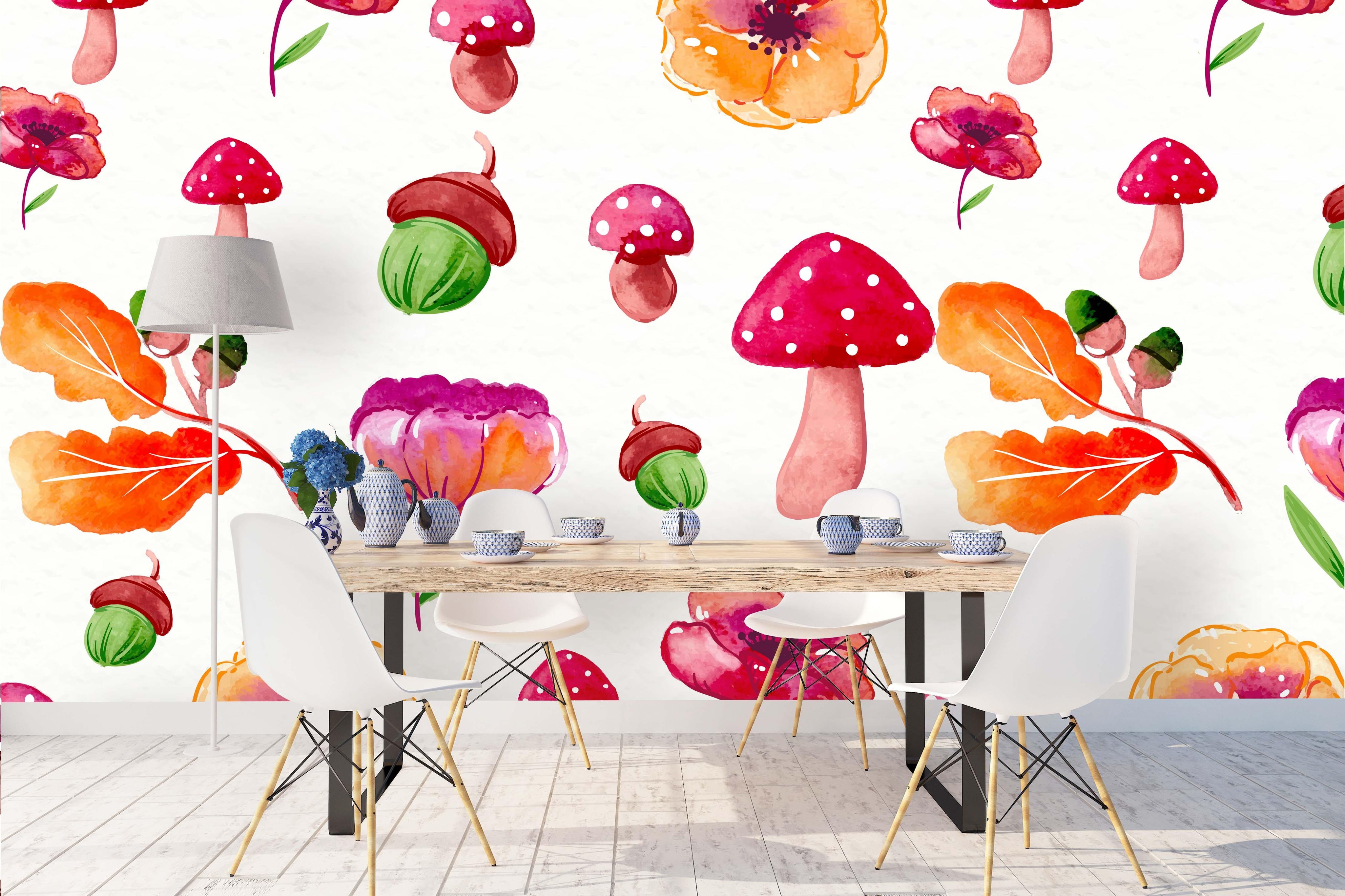 3D Red Mushroom Wall Mural Wallpaper 140- Jess Art Decoration