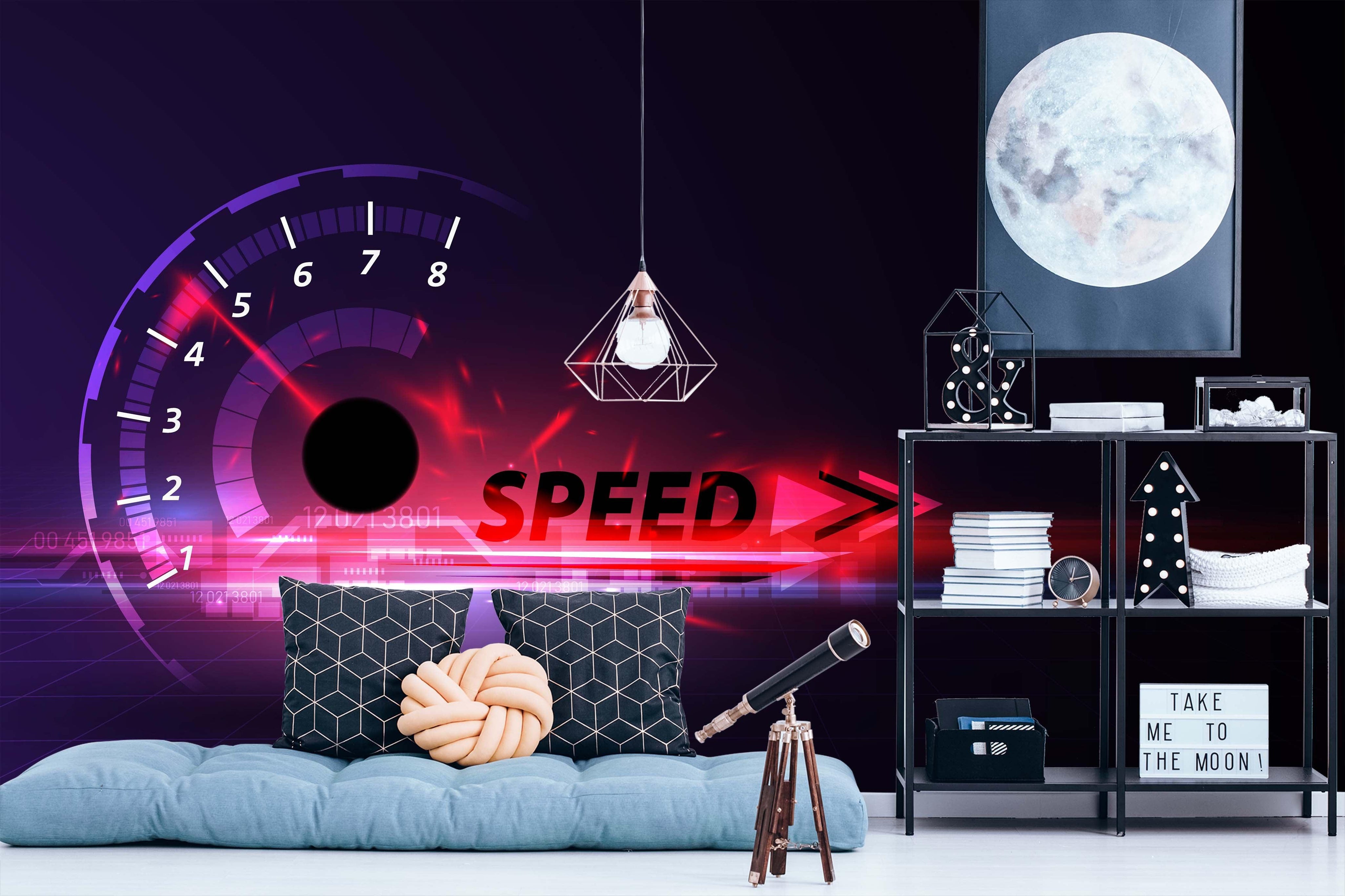 3D Speed Speedometer Dashboard Wall Mural Wallpaper SF116- Jess Art Decoration