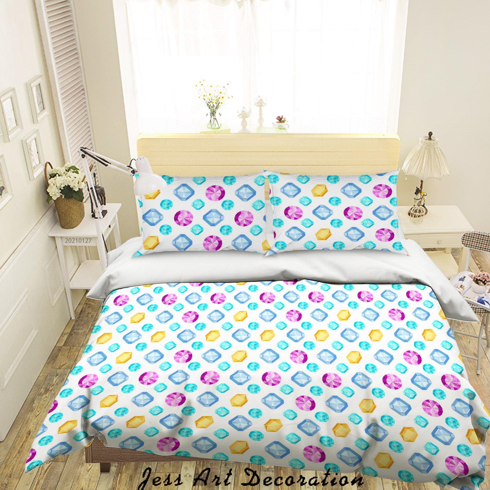 3D Hand Drawn Colored Diamond Quilt Cover Set Bedding Set Duvet Cover Pillowcases 107- Jess Art Decoration