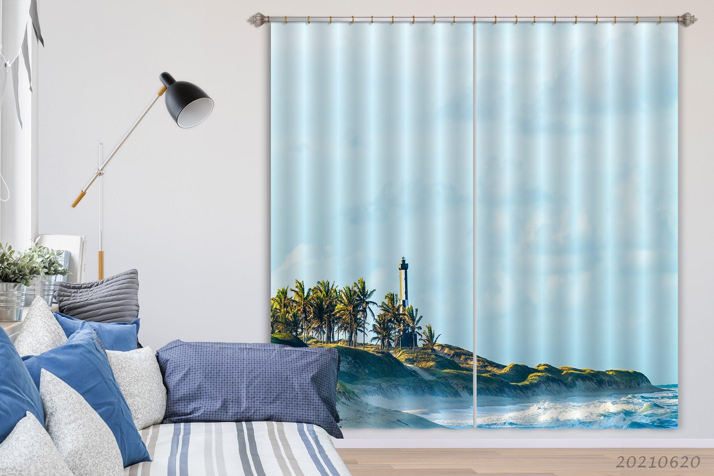 3D Abstract Blue Background Curtains and Drapes GD 886- Jess Art Decoration