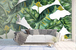 3D watercolor green tropical leaves wall mural wallpaper 30- Jess Art Decoration
