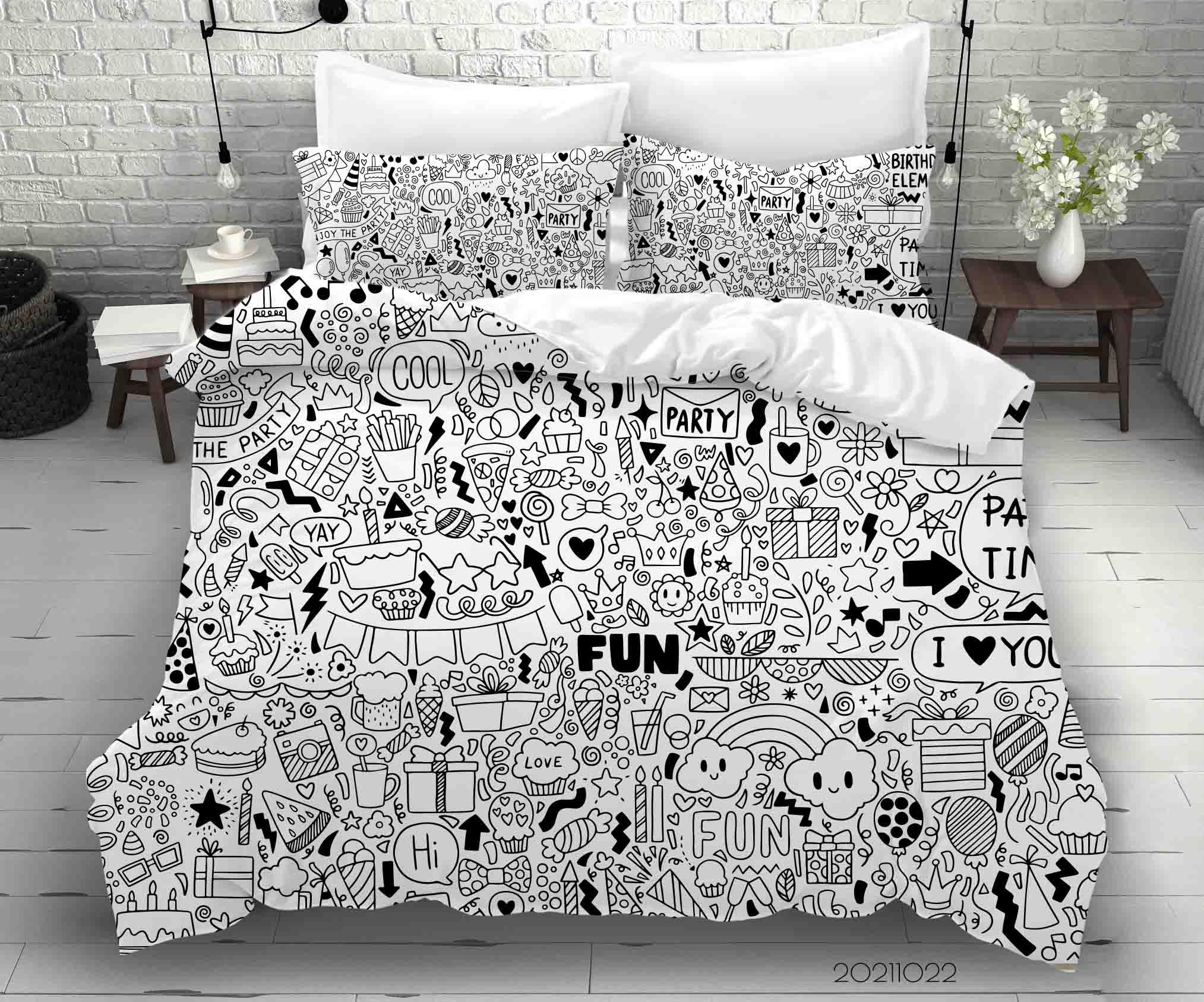 3D Abstract Fun Illustration Doodle Quilt Cover Set Bedding Set Duvet Cover Pillowcases 39- Jess Art Decoration
