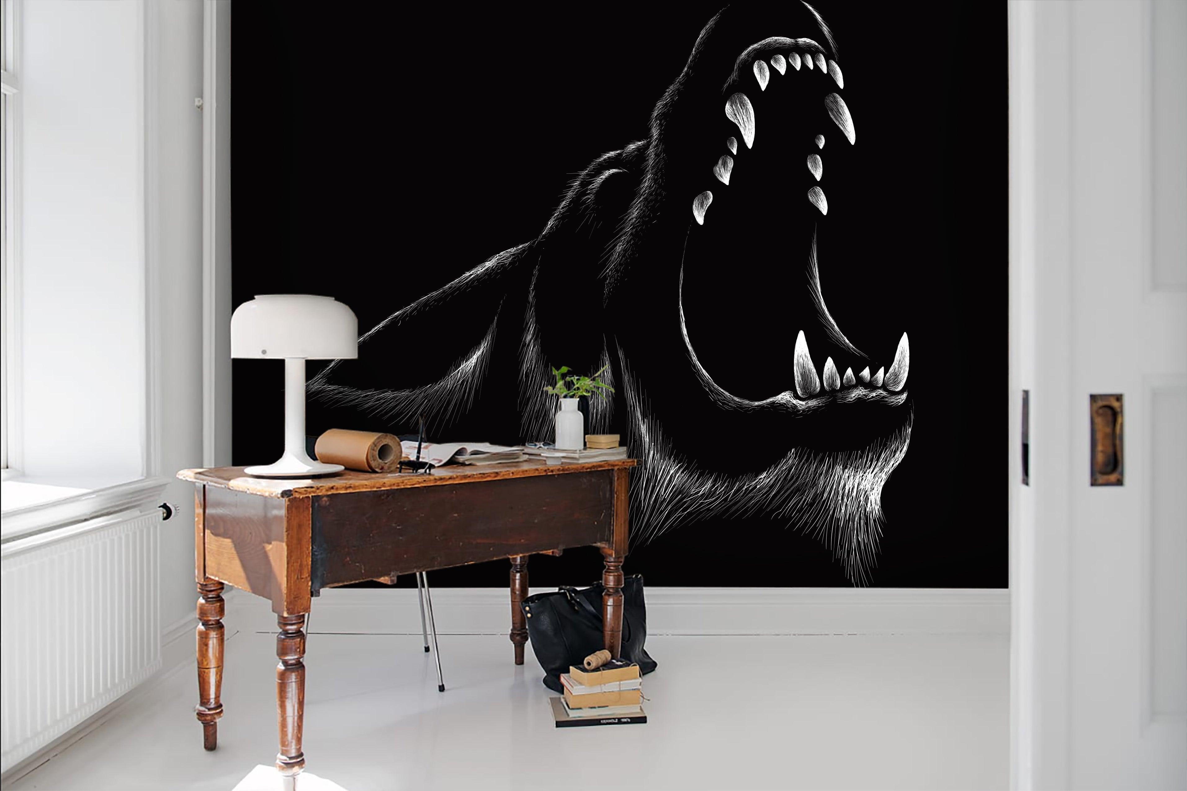 3D Black White Wolf Teeth Wall Mural Wallpaper 75- Jess Art Decoration