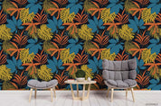 3D Hand Drawn Blue Leaves Plant Pattern Wall Mural Wallpaper LXL 243- Jess Art Decoration