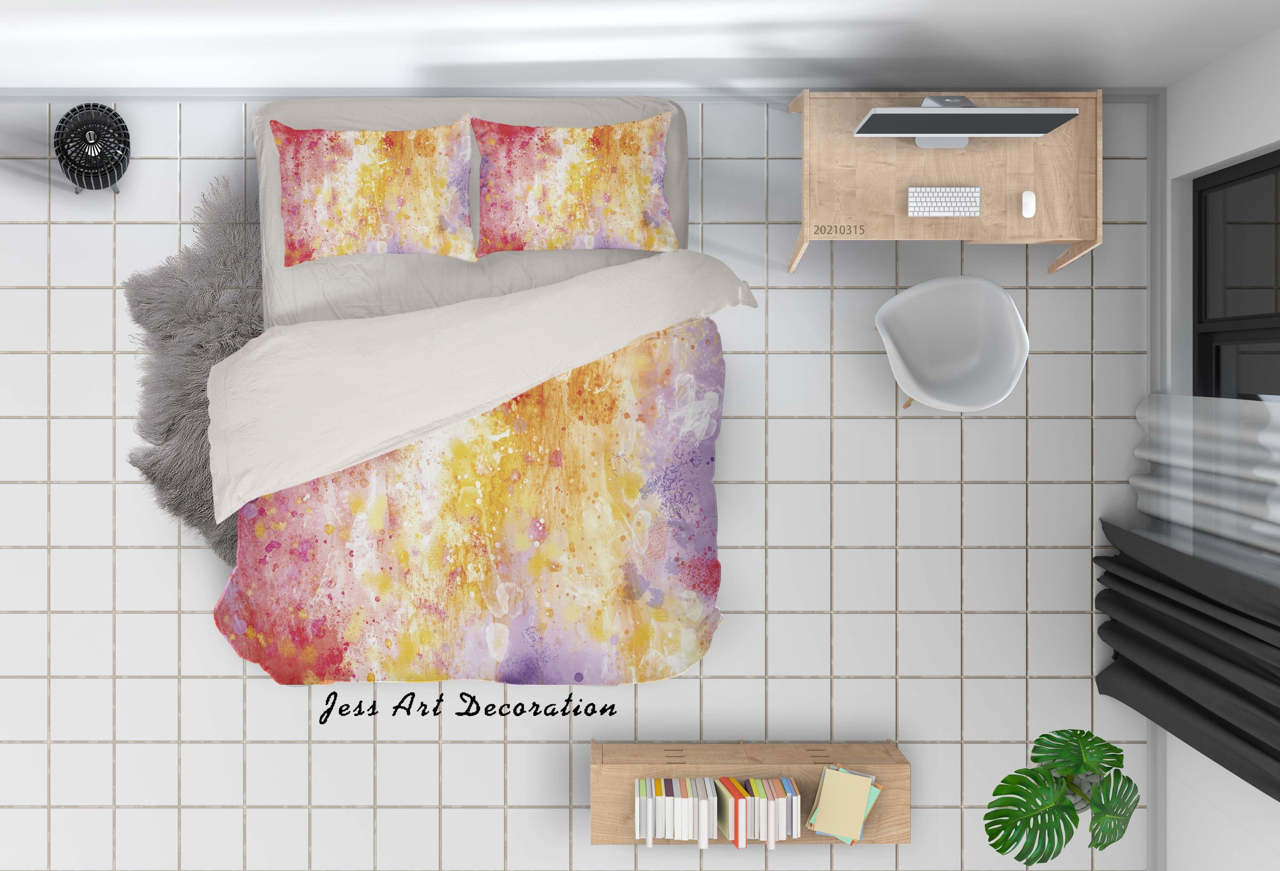3D Watercolor Color Graffiti Quilt Cover Set Bedding Set Duvet Cover Pillowcases 96- Jess Art Decoration