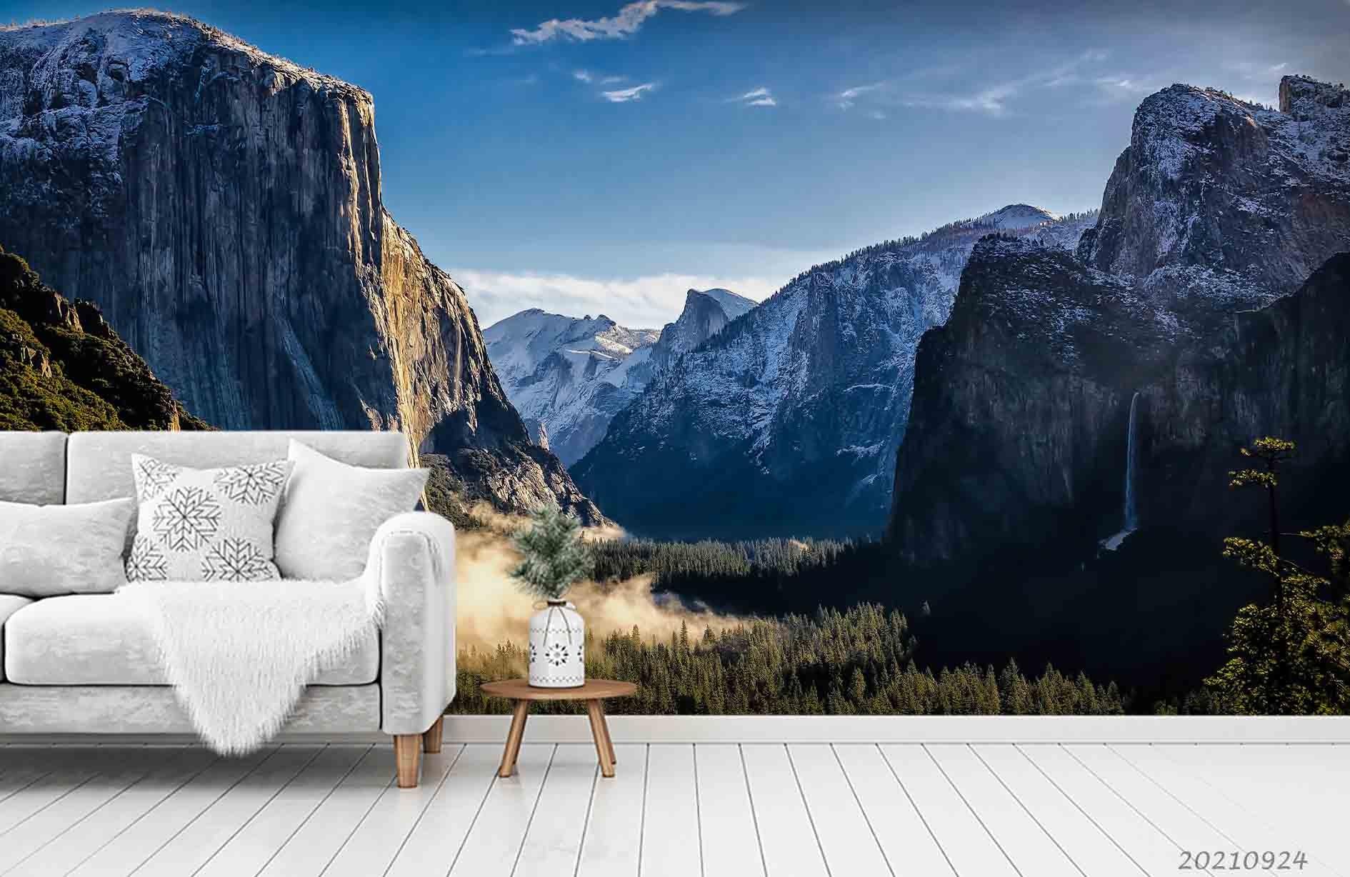 3D Landscape Blue Sky Mountain Wall Mural Wallpaper LQH 641- Jess Art Decoration