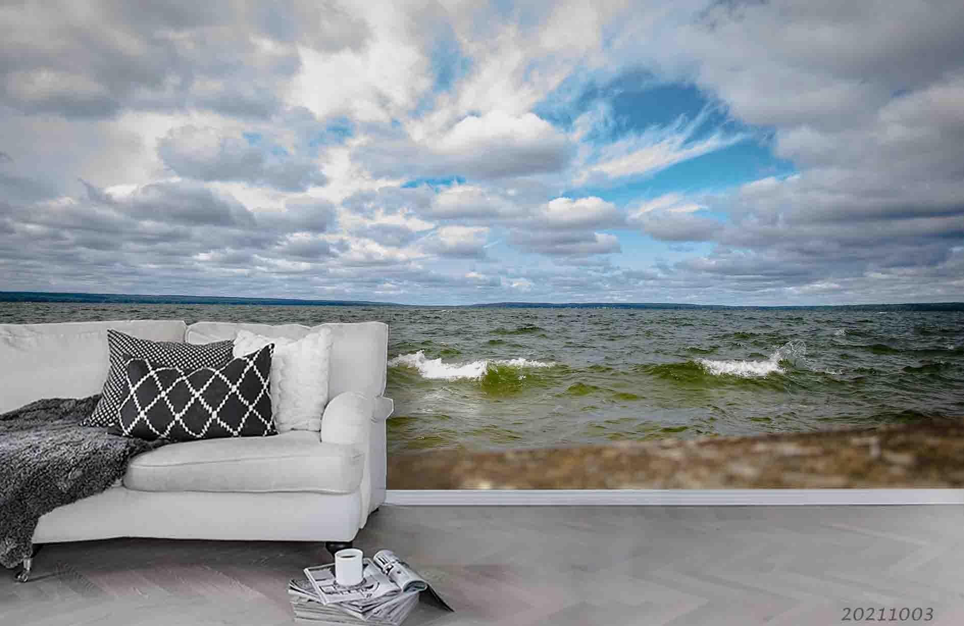3D Blue Sky Cloud Sea Landscape Wall Mural Wallpaper LQH 403- Jess Art Decoration