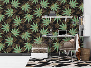 3D Hand Drawn Green Maple Leaf Wall Mural Wallpaper LQH 52- Jess Art Decoration