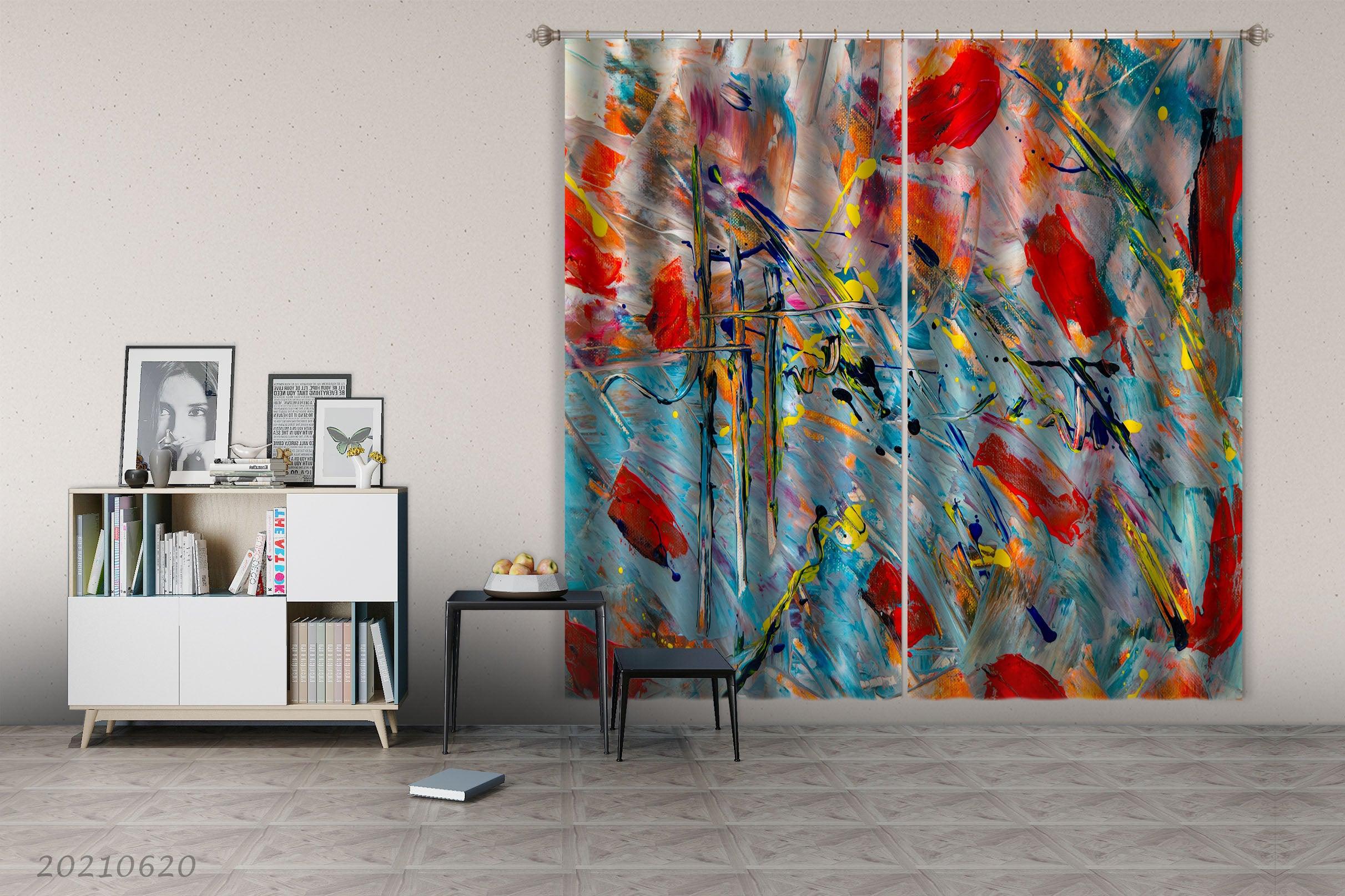 3D Abstract Art Color Graffiti Pattern Curtains and Drapes GD 734- Jess Art Decoration