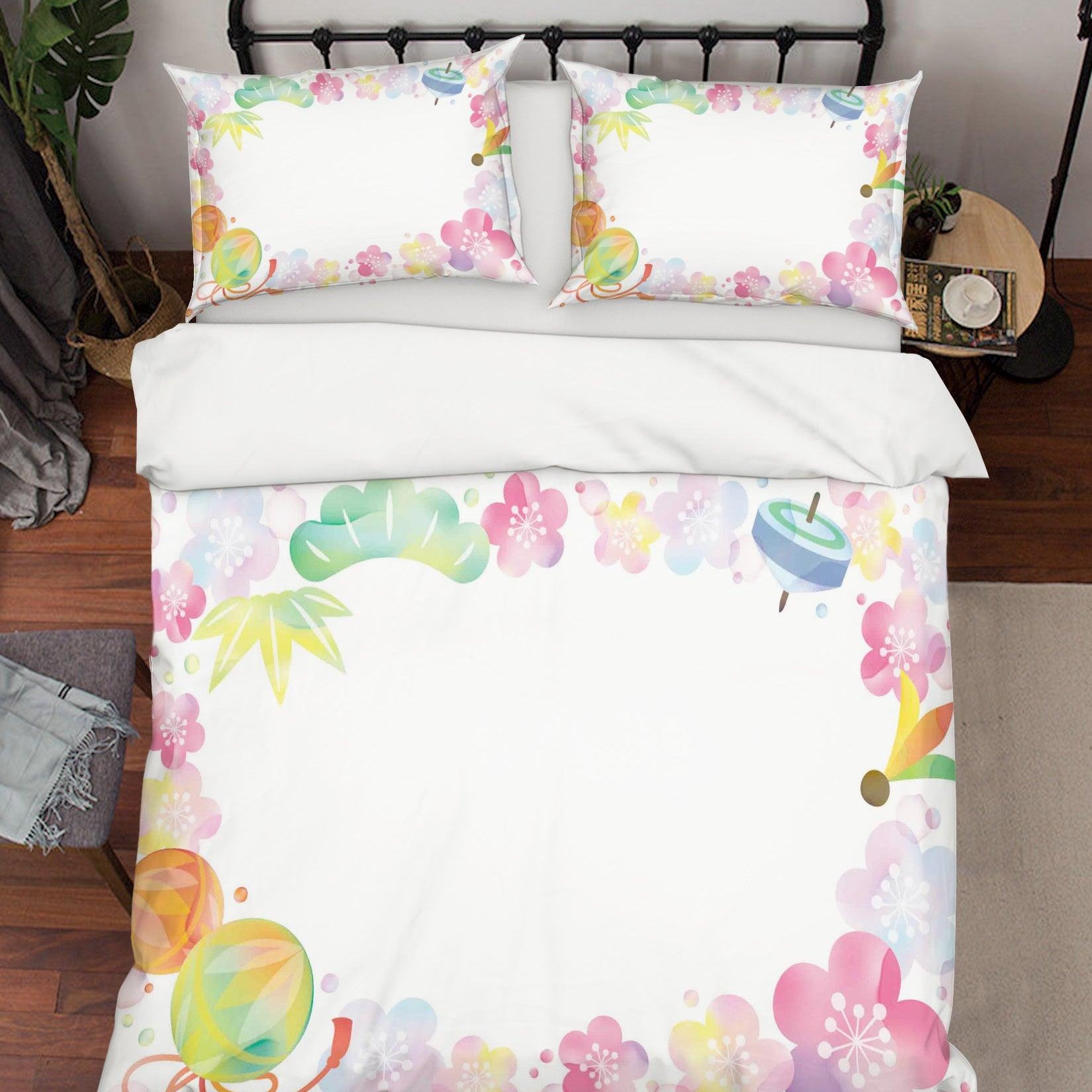3D Watercolor Colorful Floral Quilt Cover Set Bedding Set Pillowcases 40- Jess Art Decoration