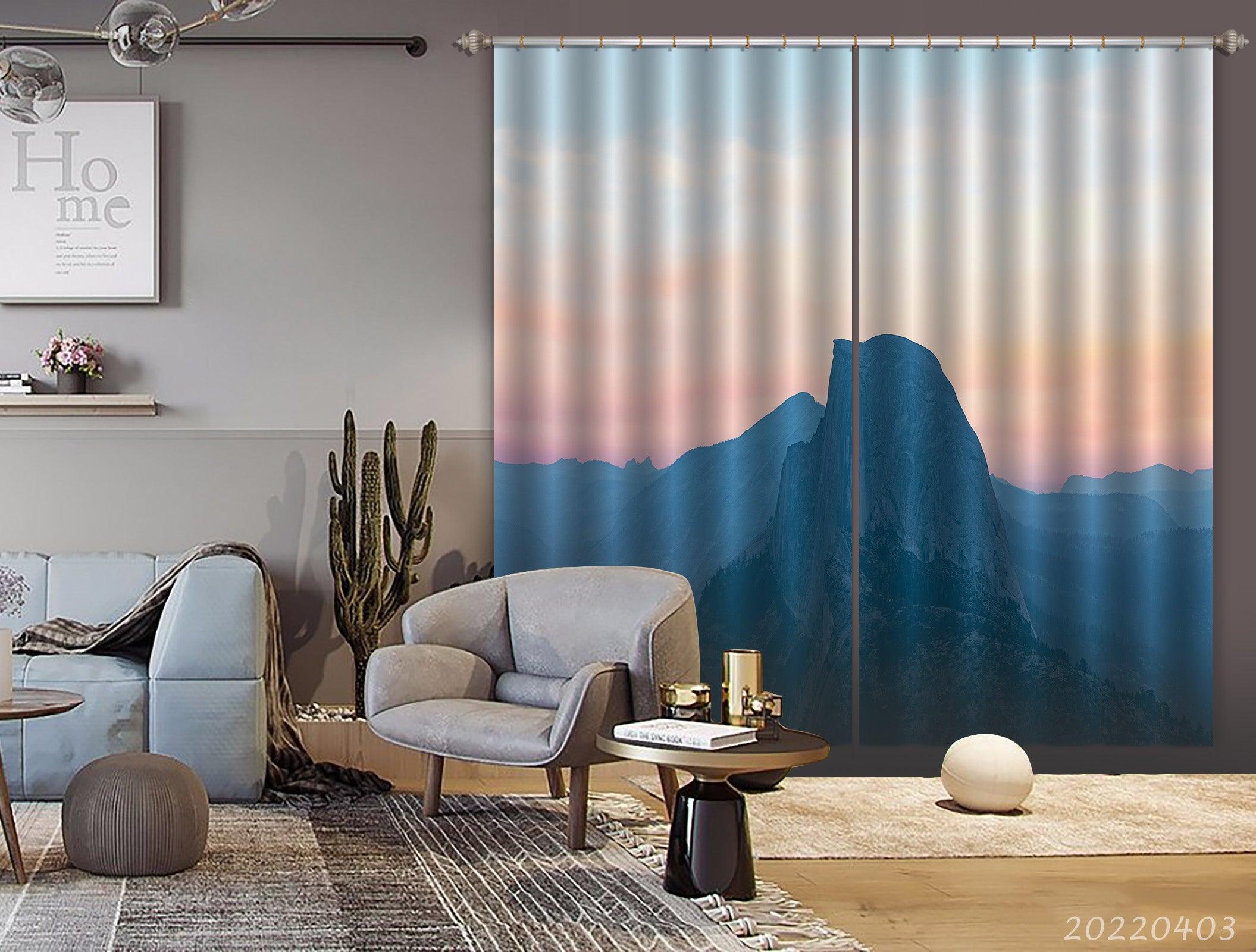 3D Landscape Mountain Peak Sunset Curtains and Drapes GD 3339- Jess Art Decoration