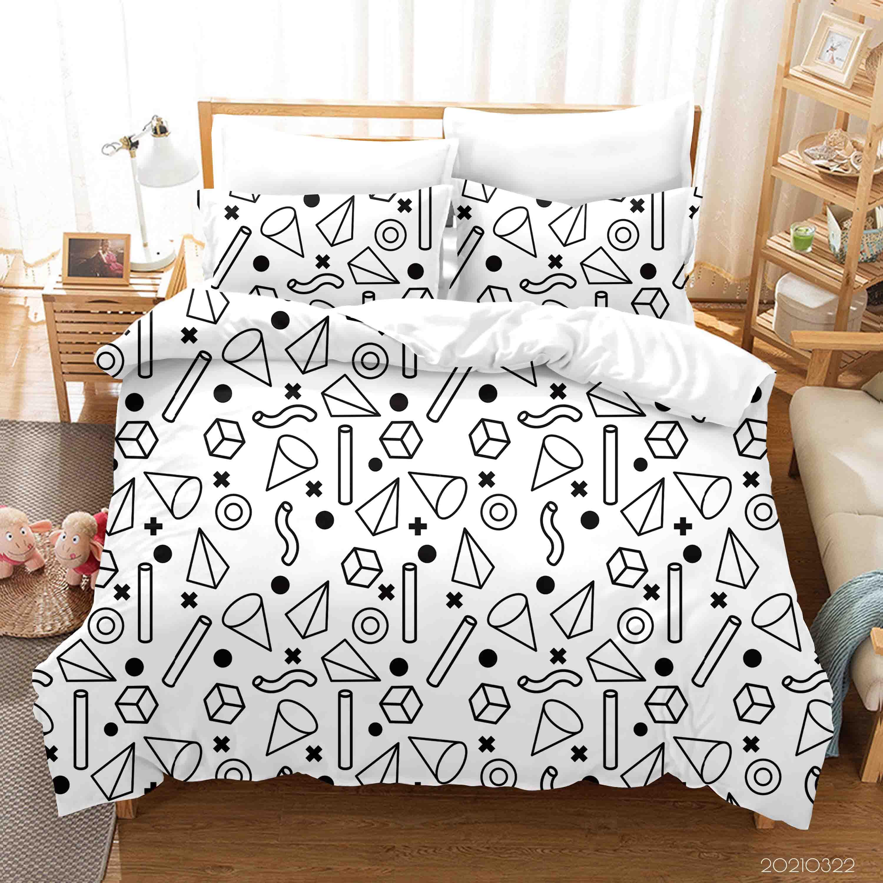 3D Abstract Geometric Pattern Quilt Cover Set Bedding Set Duvet Cover Pillowcases 128- Jess Art Decoration