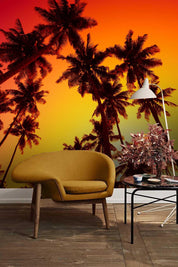 3D Tropical Plants Red Sky Wall Mural Wallpaper 51- Jess Art Decoration