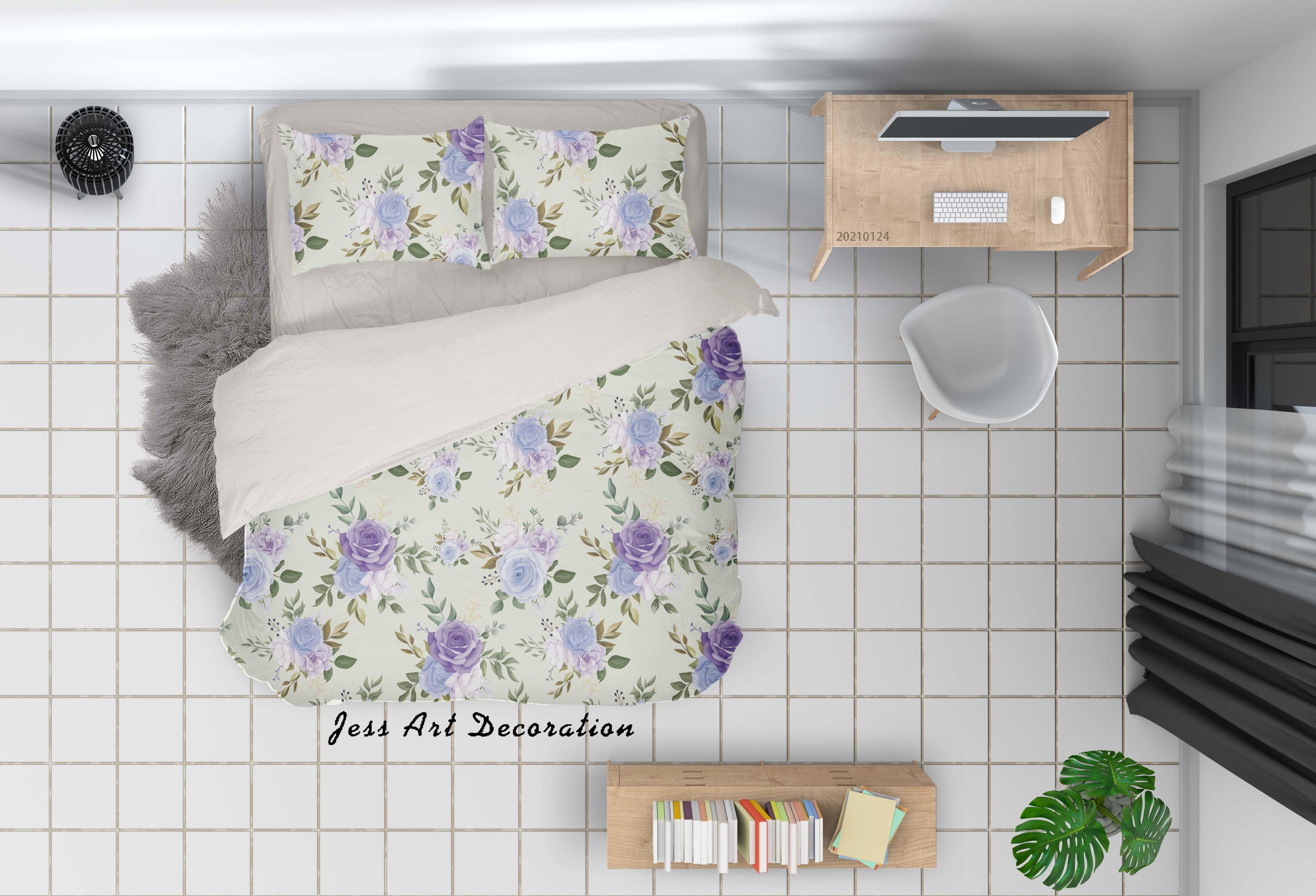 3D Watercolor Floral Quilt Cover Set Bedding Set Duvet Cover Pillowcases 8- Jess Art Decoration
