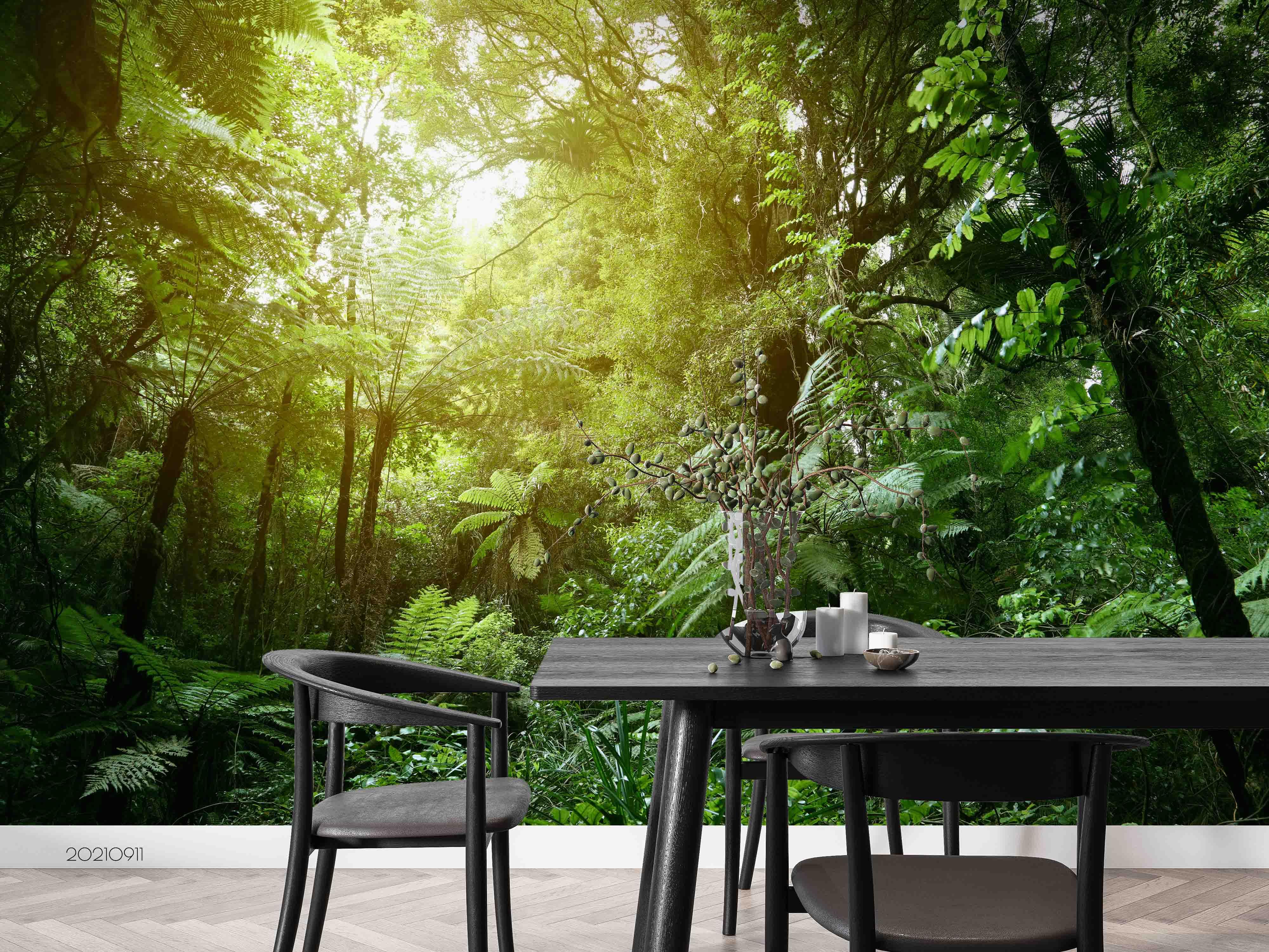 3D Sunshine Green Forest Landscape Wall Mural Wallpaper LQH 11- Jess Art Decoration