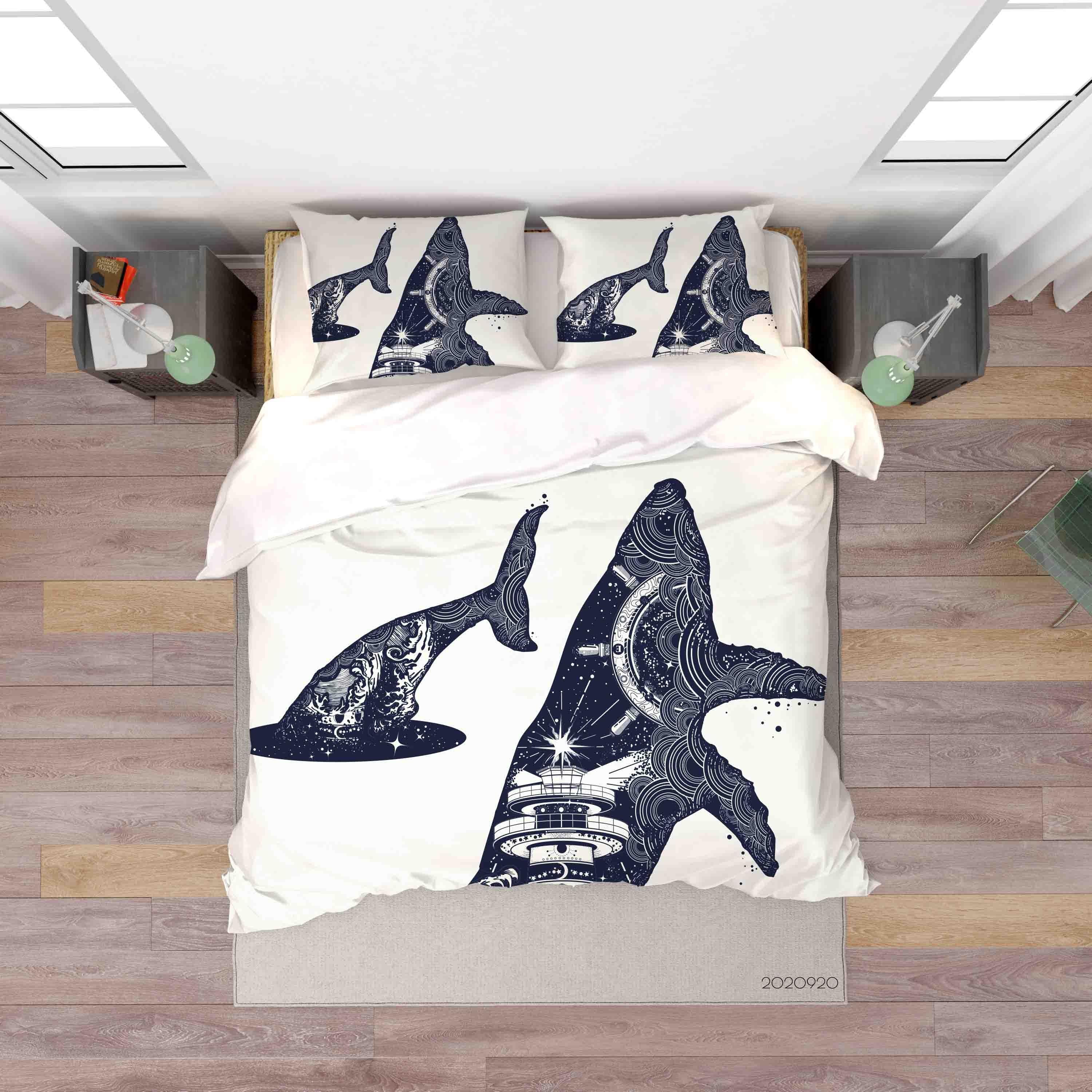 3D Whale Surreal Abstract Pattern Quilt Cover Set Bedding Set Duvet Cover Pillowcases WJ 9229- Jess Art Decoration