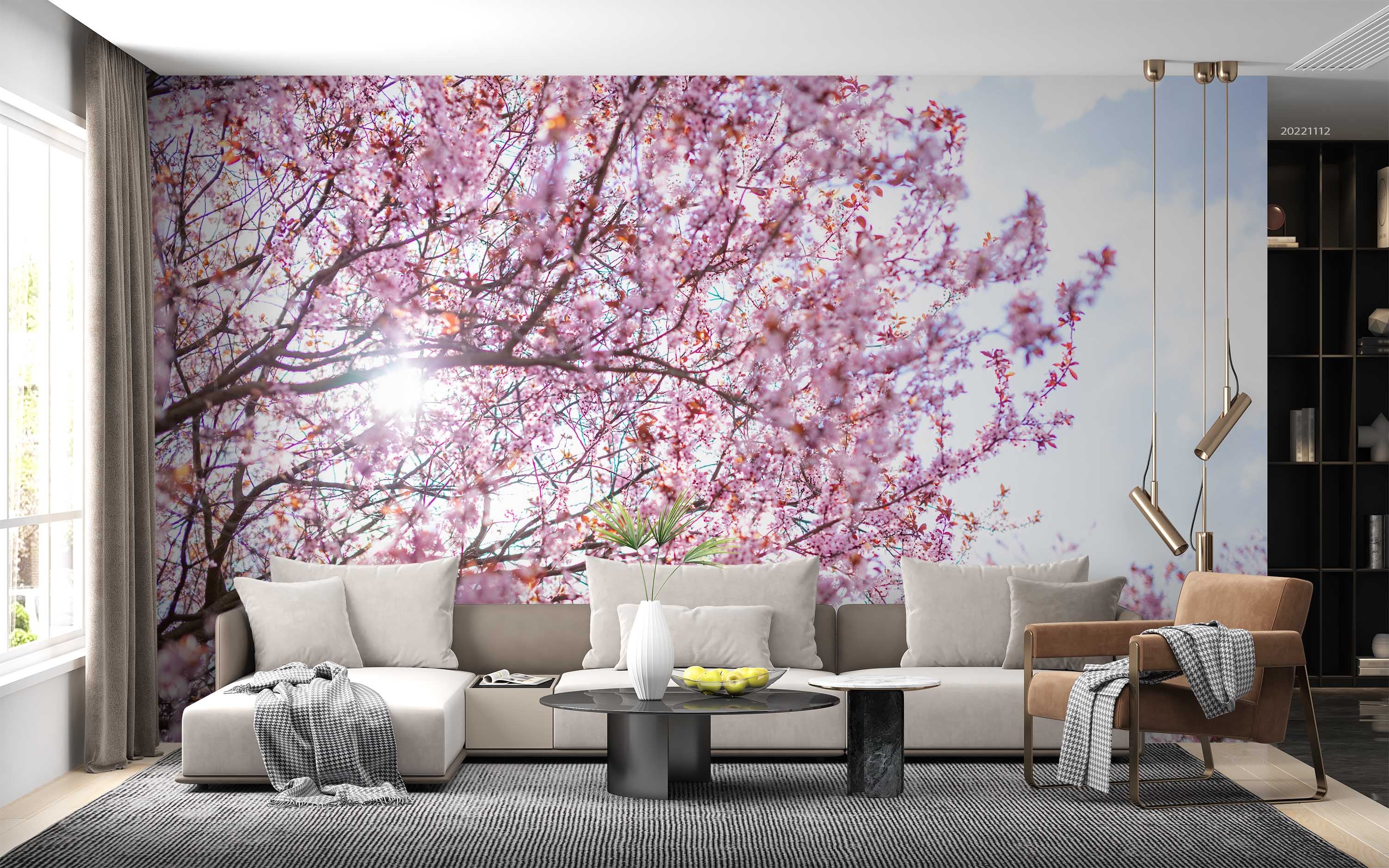 3D Spring Pink Cherry Blossom Branches Petals Wall Mural Wallpaper GD 2338- Jess Art Decoration