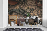 3D Map Pistol Pocket Watch Wall Mural Wallpaper LQH 429- Jess Art Decoration