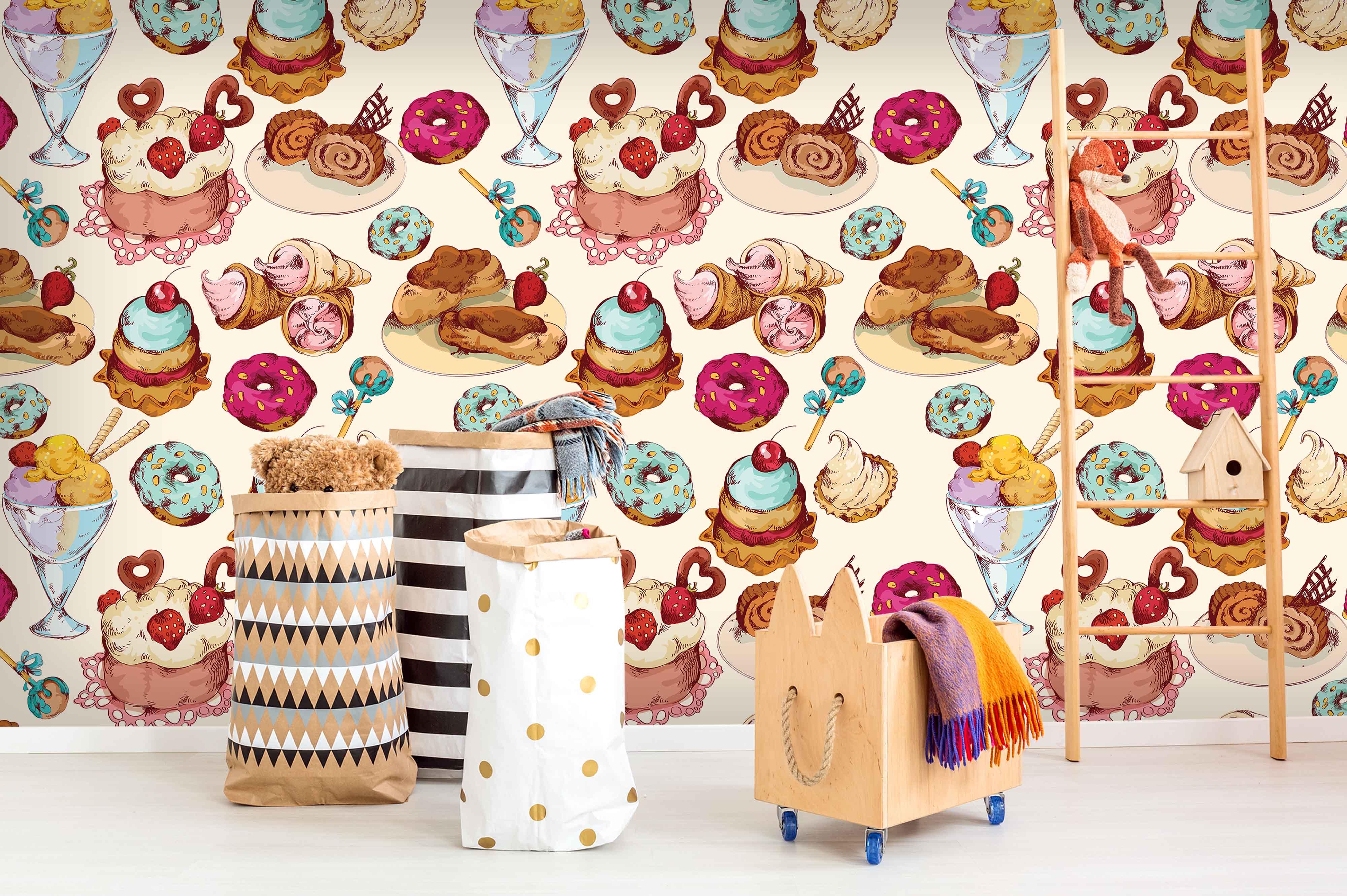 3D Cake Dessert Doughnut Ice Cream Wall Mural Wallpaper 61- Jess Art Decoration