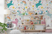 3D Cartoon Unicorn Star Plant Pattern Wall Mural Wallpaper GD 3382- Jess Art Decoration