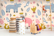 3D cartoon birds elephant wall mural wallpaper 25- Jess Art Decoration
