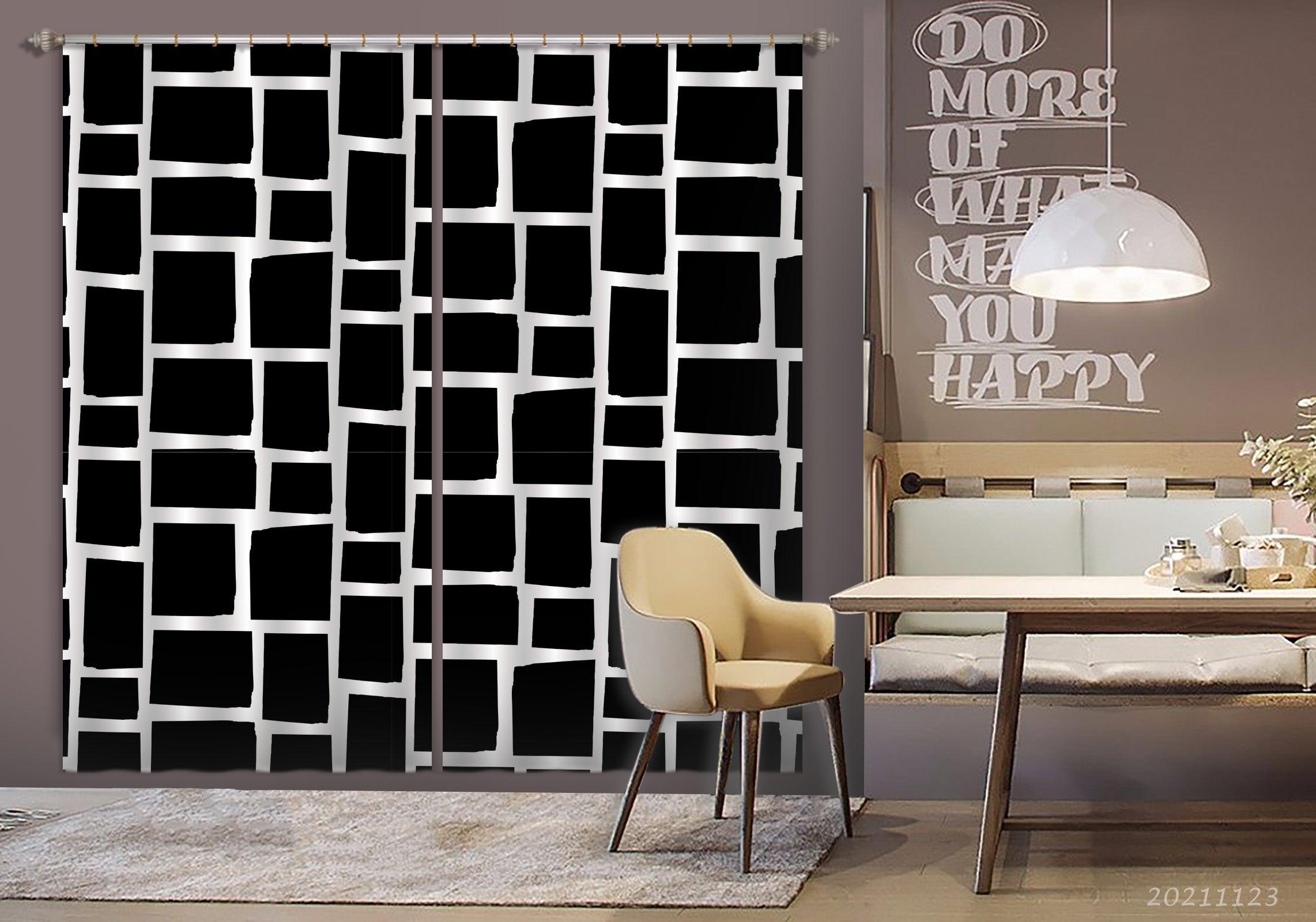 3D Abstract Black Geometric Graphic Curtains and Drapes LQH 29- Jess Art Decoration